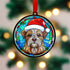 Border Terrier in Santa Hat Suncatcher Decoration